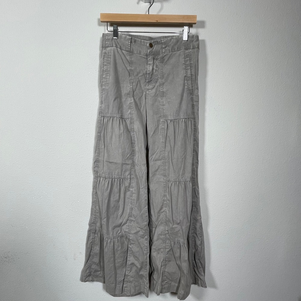 Wearables Womens Tiered Wide Leg Pants Size XS Gray Palazzo Flowy Boho Cotton
